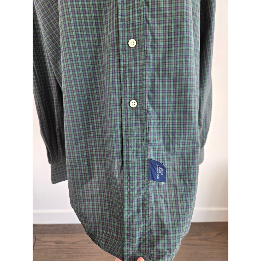 Vintage Polo Ralph Lauren Green Checker Plaid Button Up Shirt M Sz L Y2K Preppy - Picture 7 of 16